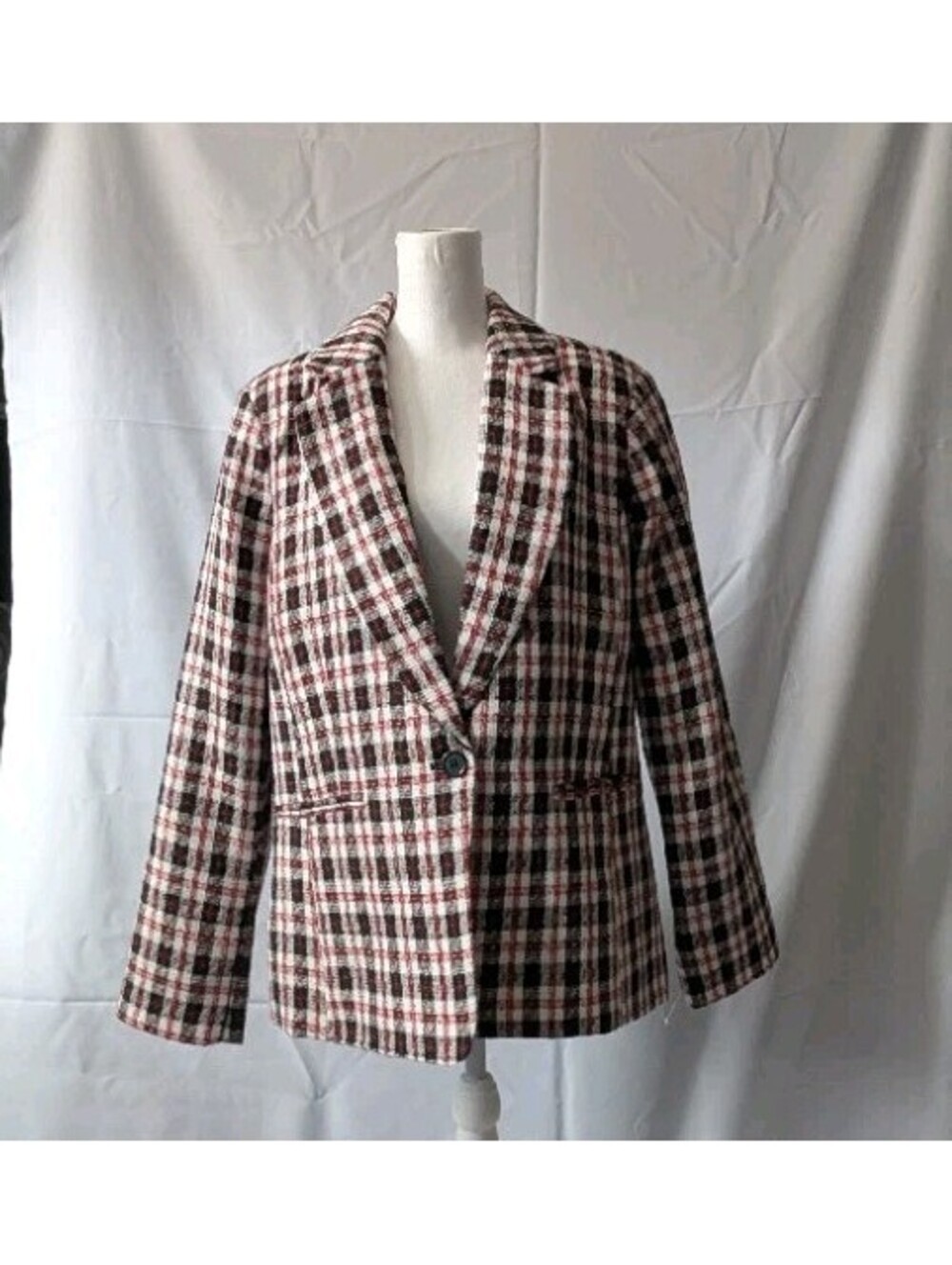 NorthStyle Women's Double Breasted Plaid Blazer Size 14 NWOT